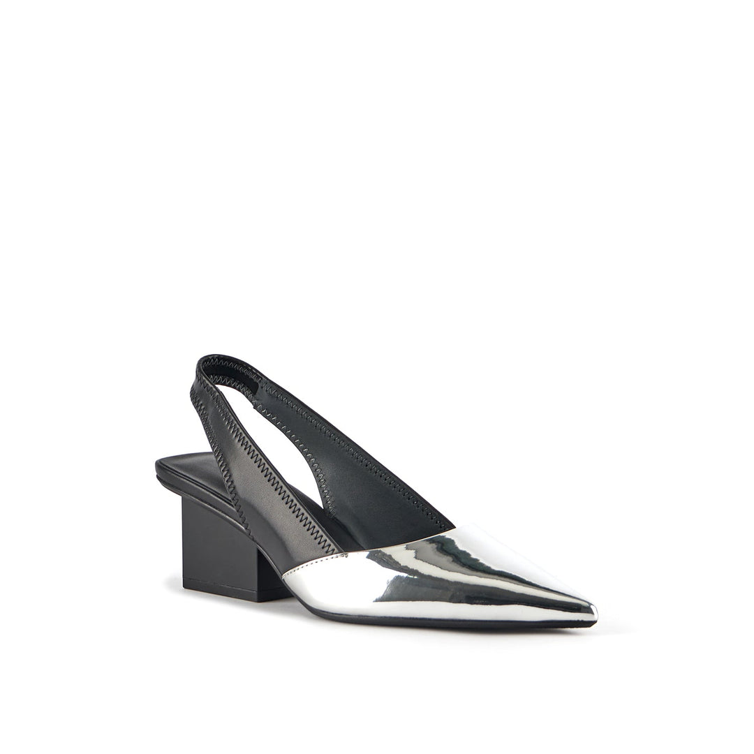 raila slingback mid black silver angle out view