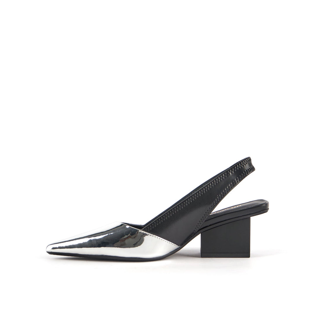 raila slingback mid black silver inside view