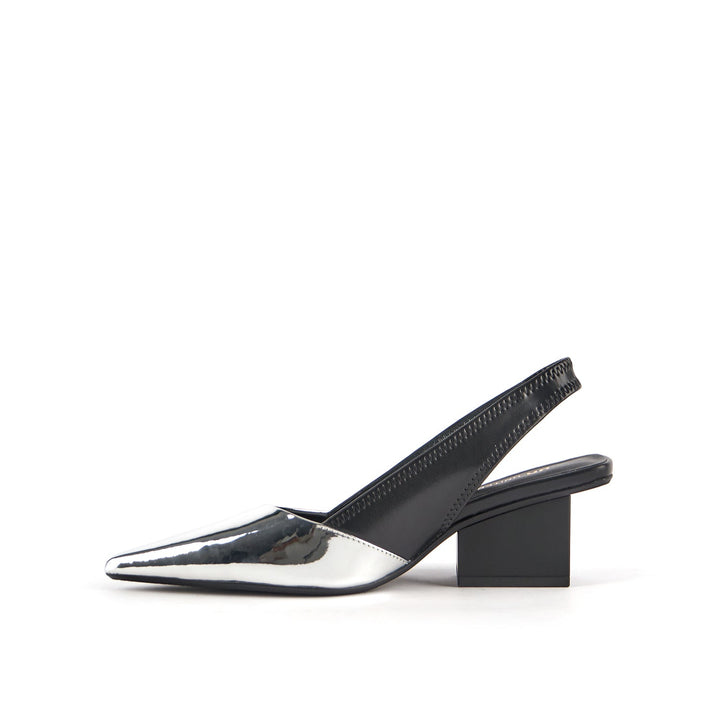 raila slingback mid black silver inside view