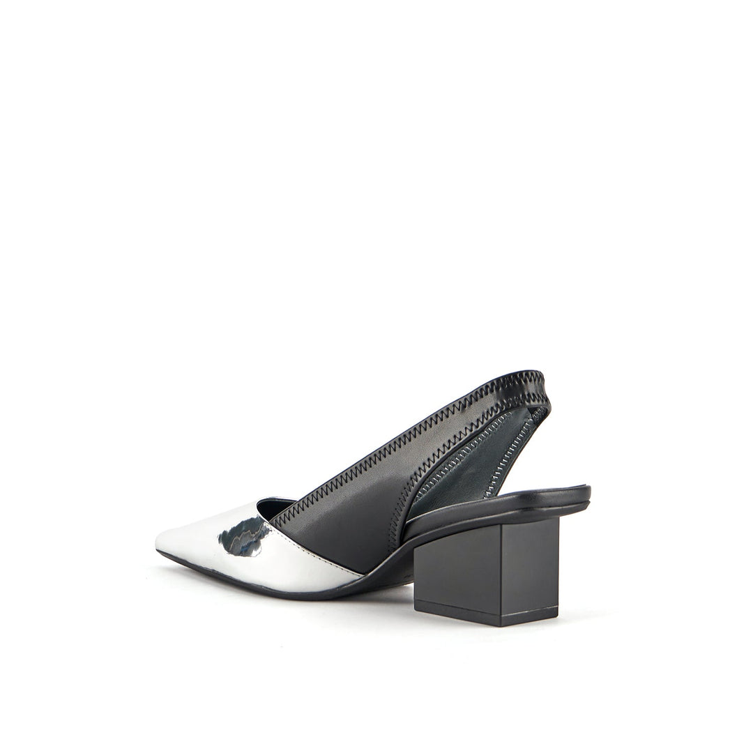 raila slingback mid black silver angle in view