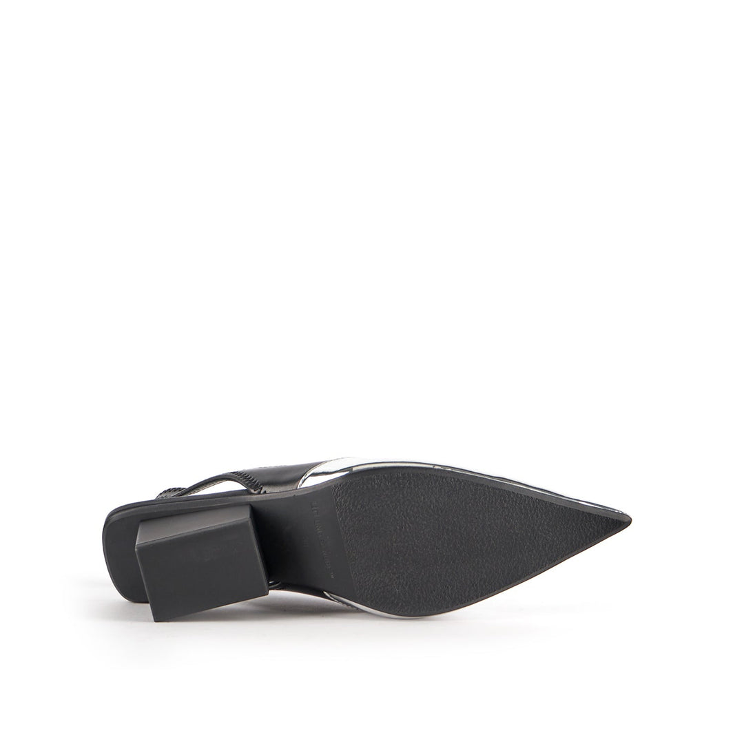 raila slingback mid black silver bottom view