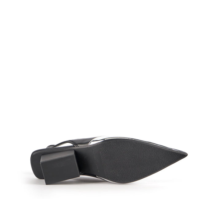 raila slingback mid black silver bottom view