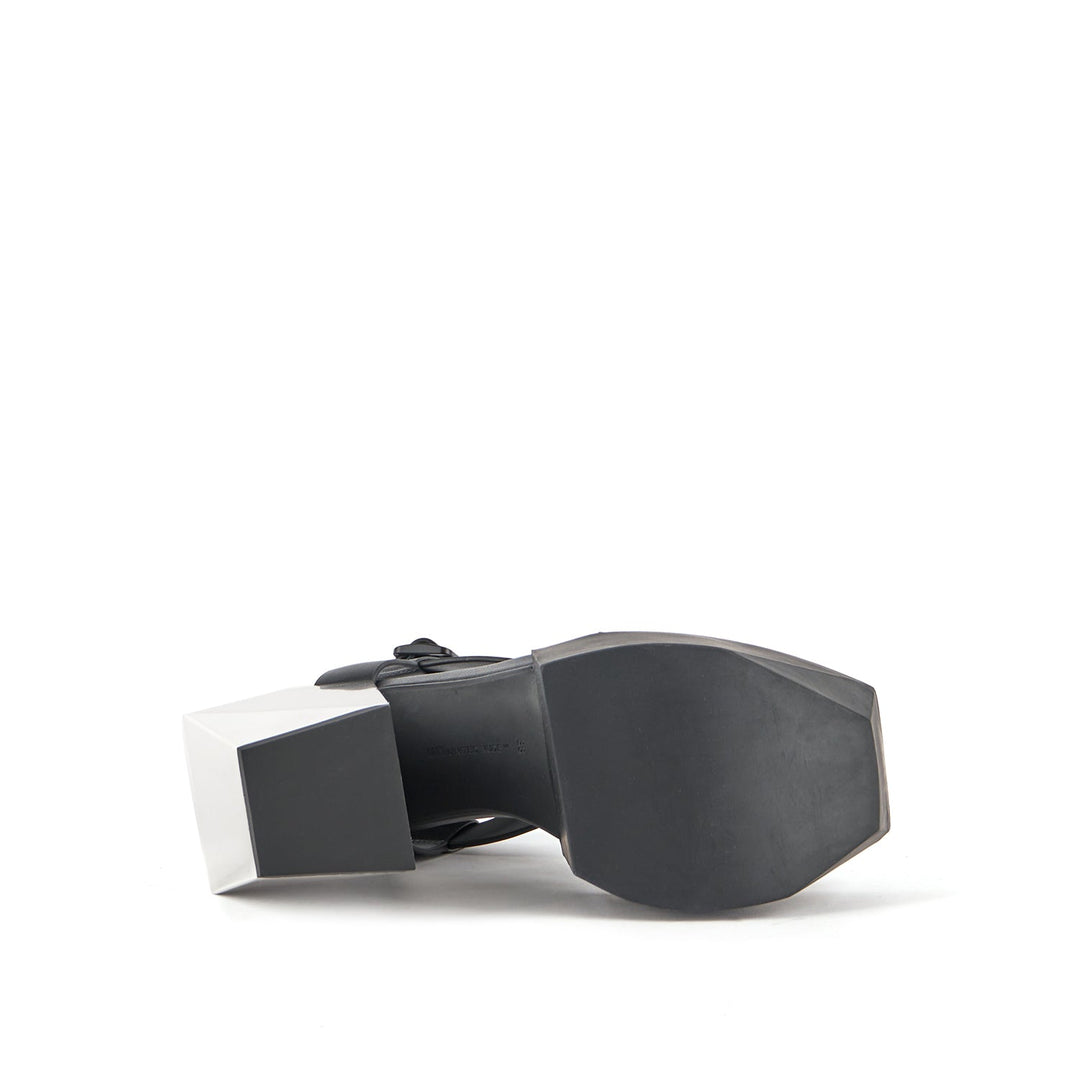 stage sandal black silver bottom view