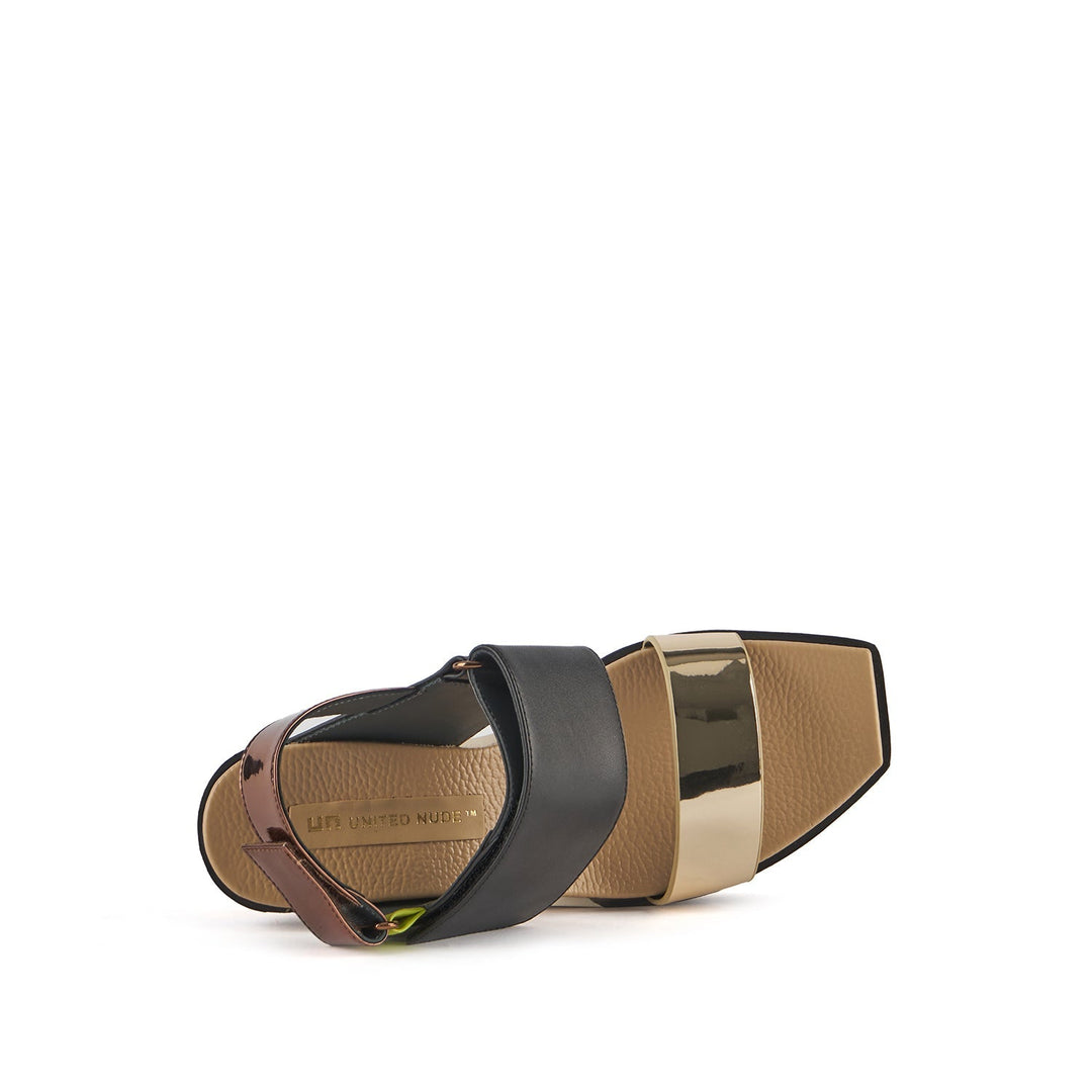 delta wedge sandal bronze top view