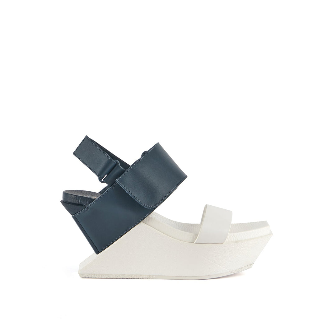 delta wedge sandal deep blue outside view