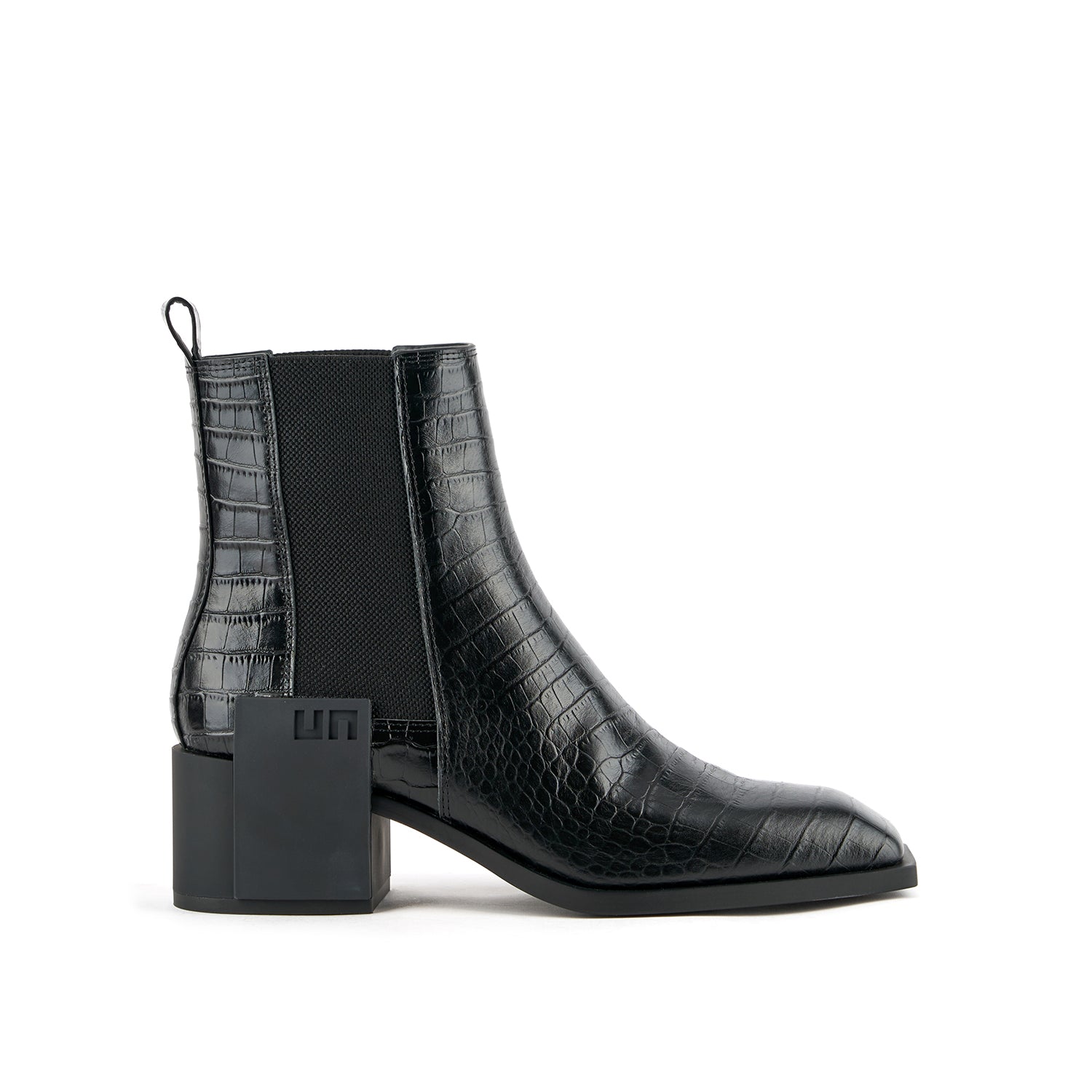 Rag and Bone Walker II Black Croc Embossed Leather Ankle  display picture 1