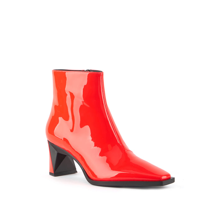 poly bootie mid fluo red 2 angle out view