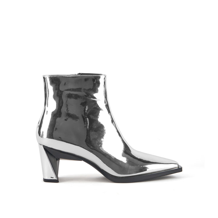 poly bootie mid mirror silver 1 outside view