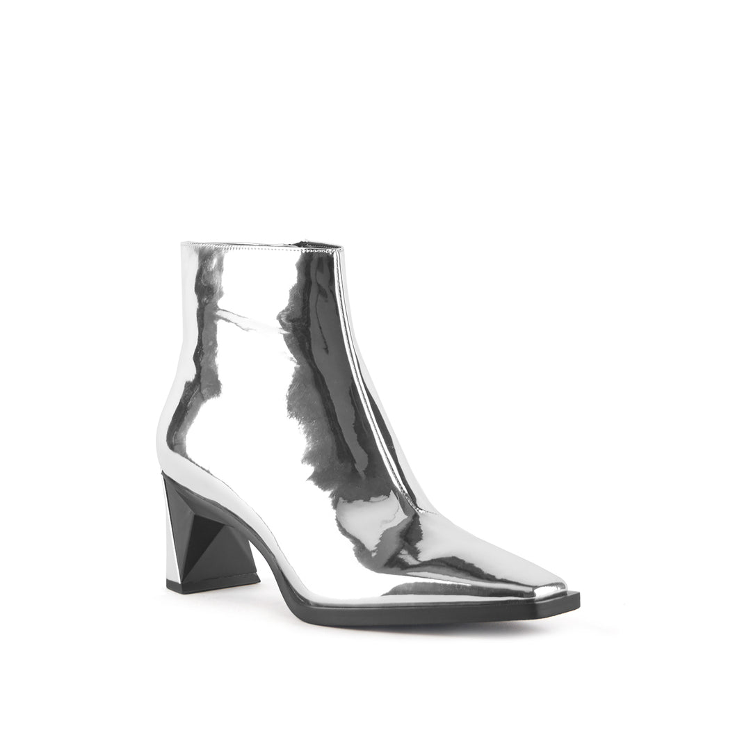 poly bootie mid mirror silver 2 angle out view