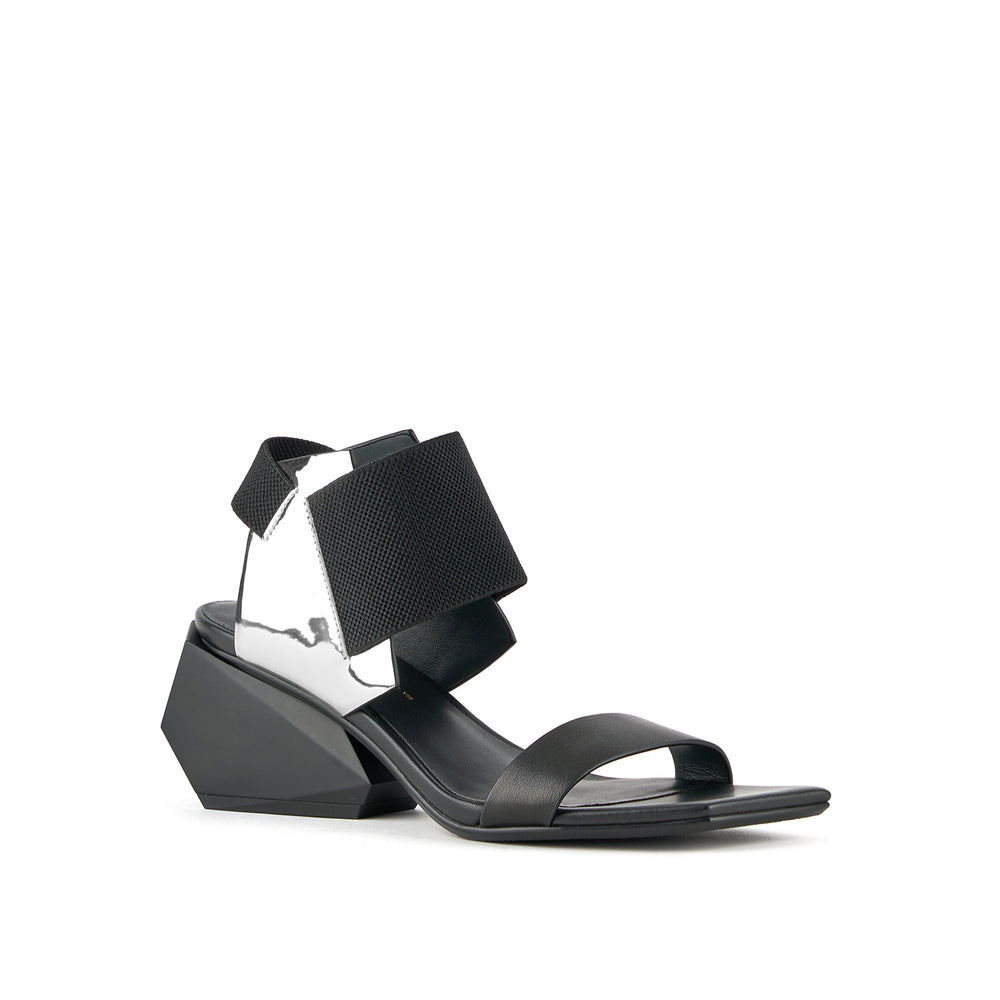 ricky sandal mid black silver 2 angle out