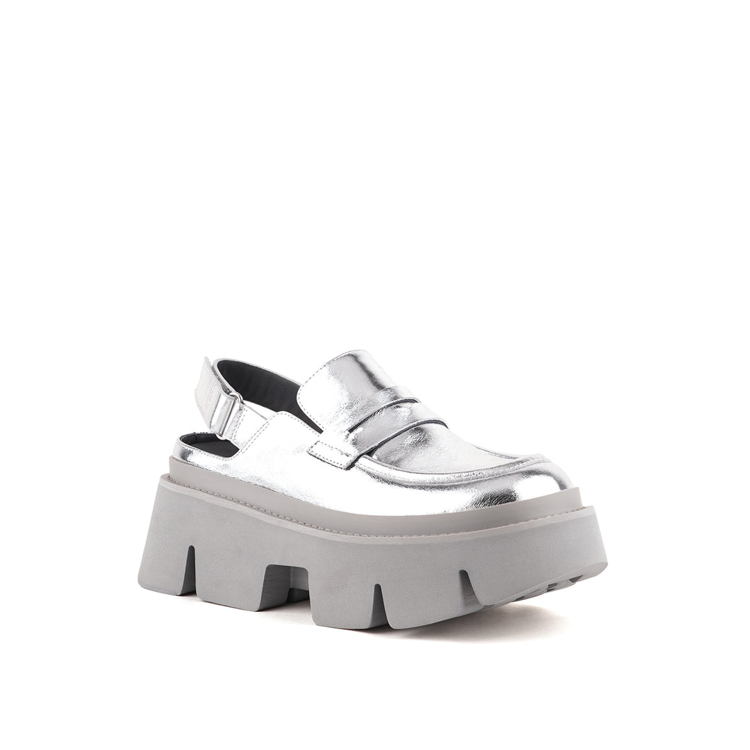 stomper loafer silver 2 angle out