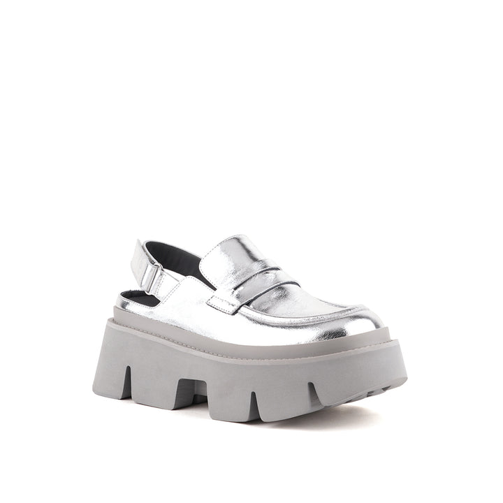 stomper loafer silver 2 angle out