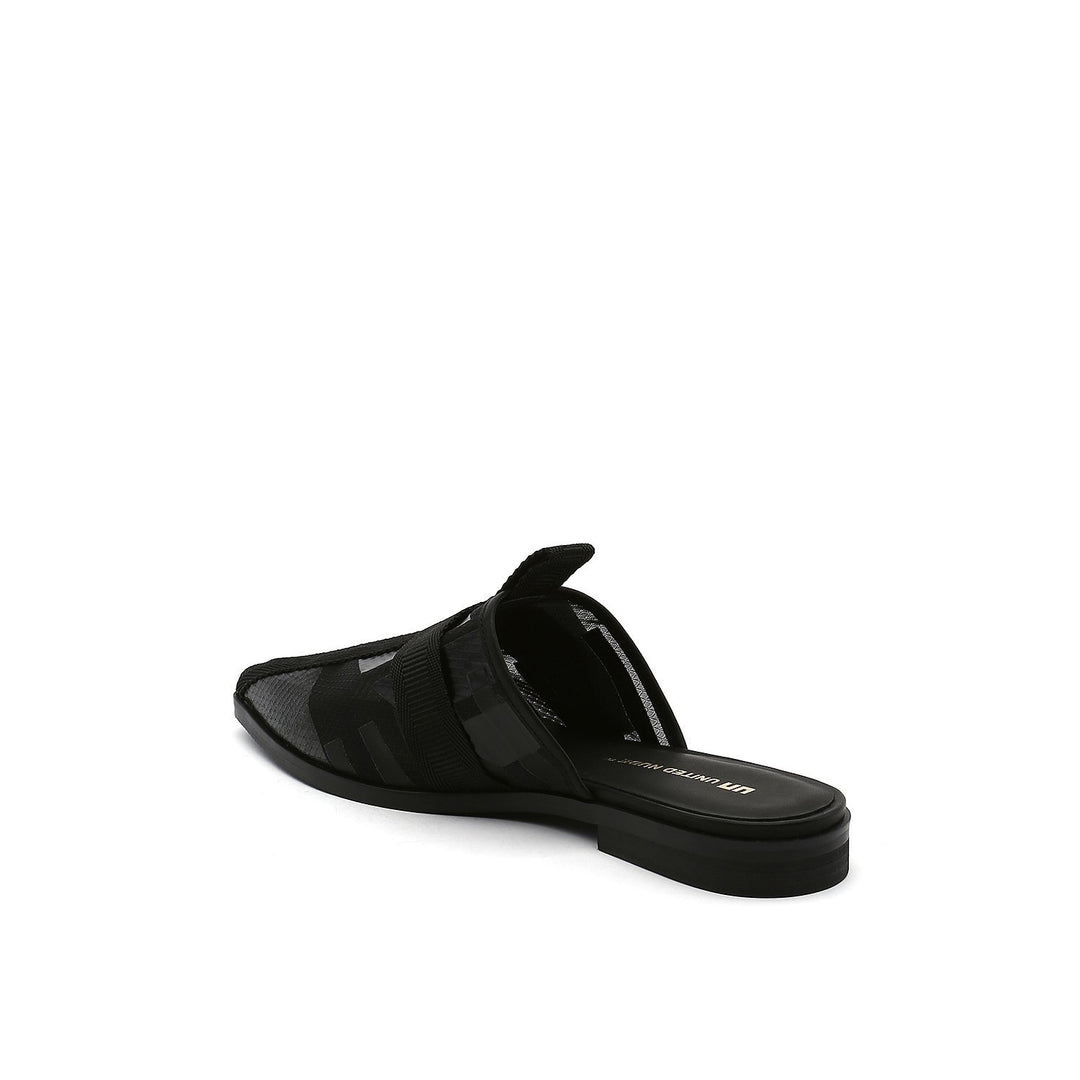 calli mule lo black printed mesh angle in view