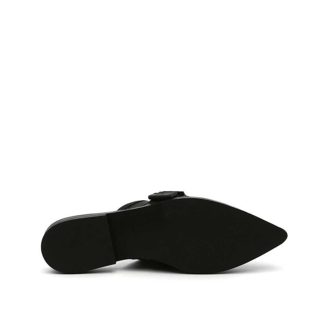 calli mule lo black printed mesh bottom view