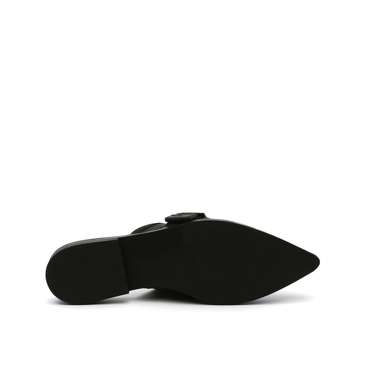 calli mule lo black printed mesh bottom view