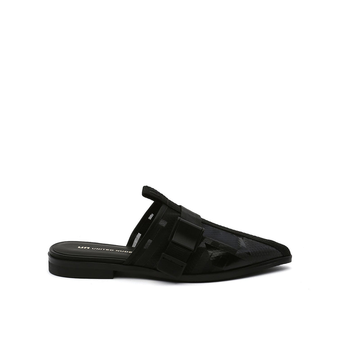 calli mule lo black printed mesh black out view