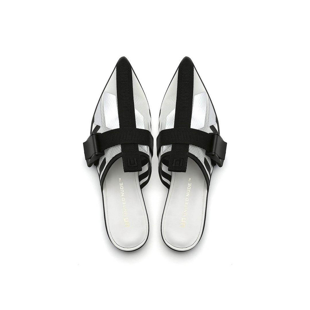 calli mule lo white printed mesh top view