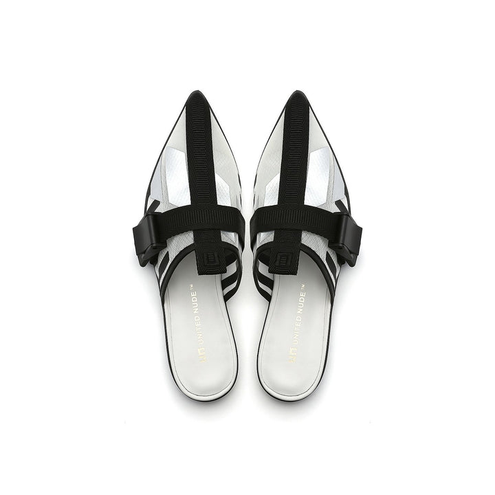 calli mule lo white printed mesh top view