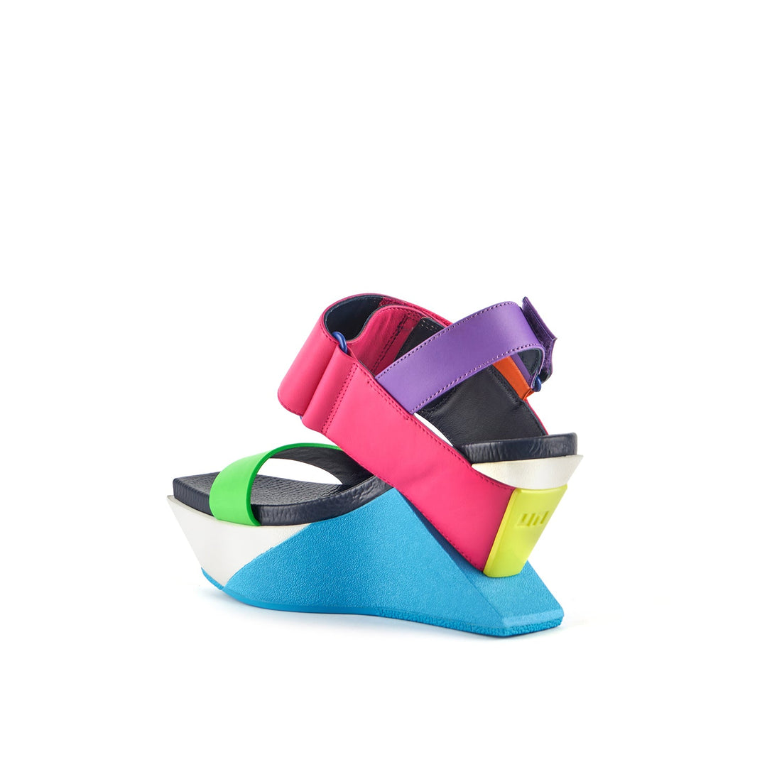 delta wedge sandal rainbow angle in view