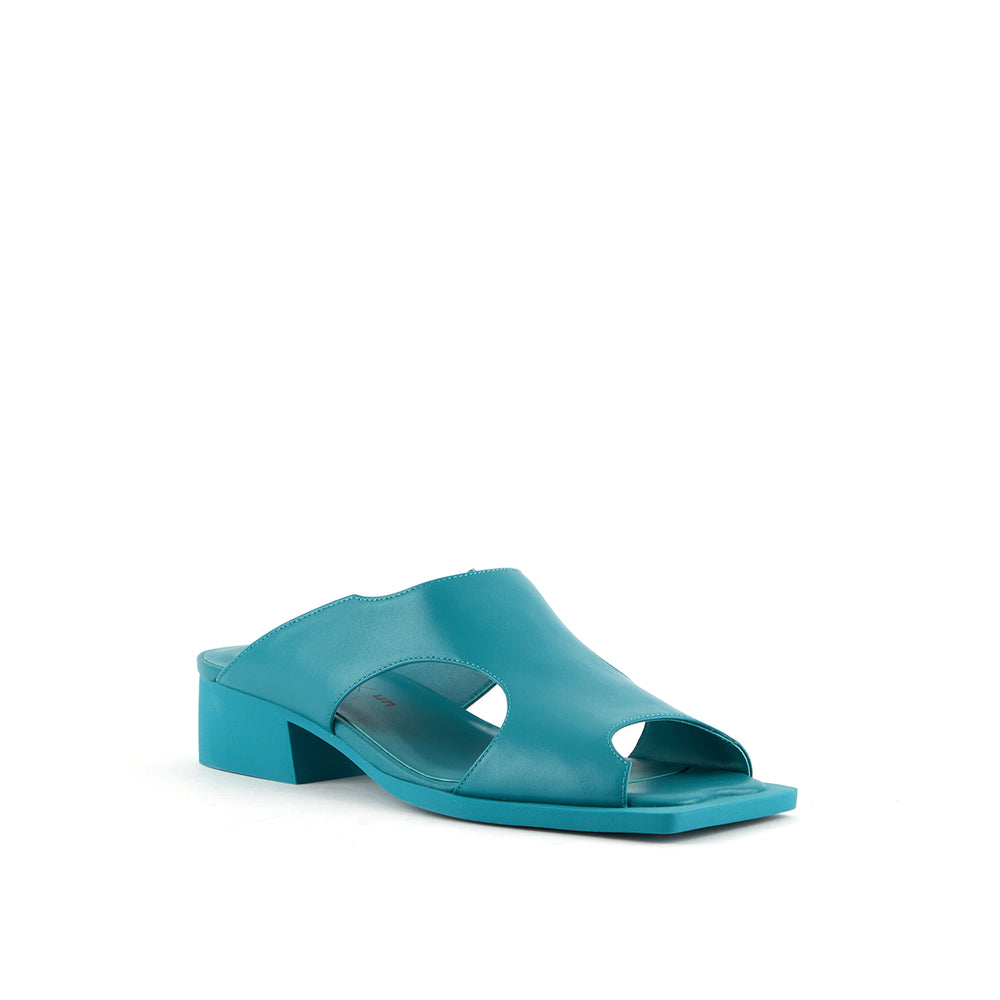 fin sandal turquoise green angle out view