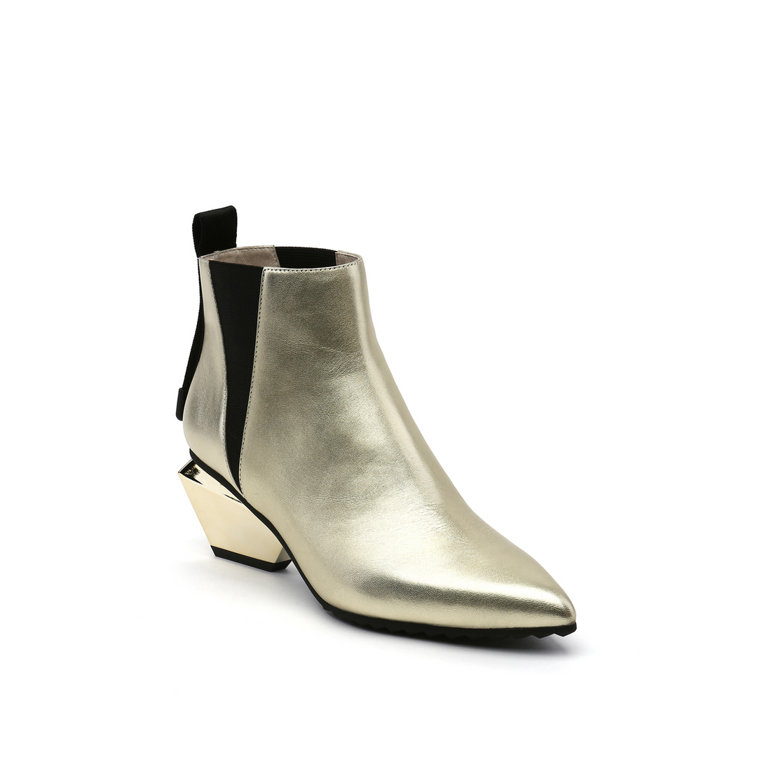 jacky tek bootie mid gold angle out view