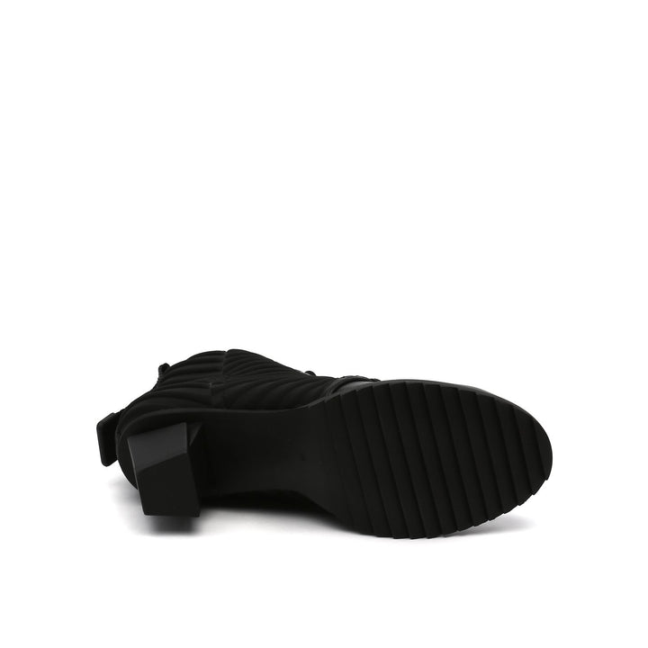 lev lace bootie black bottom view