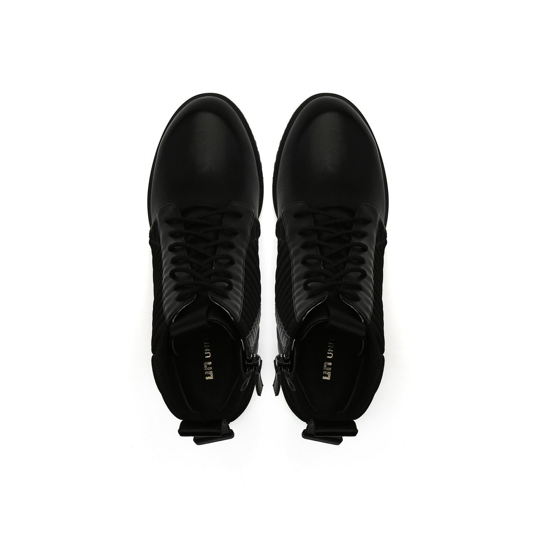 lev lace bootie black top view