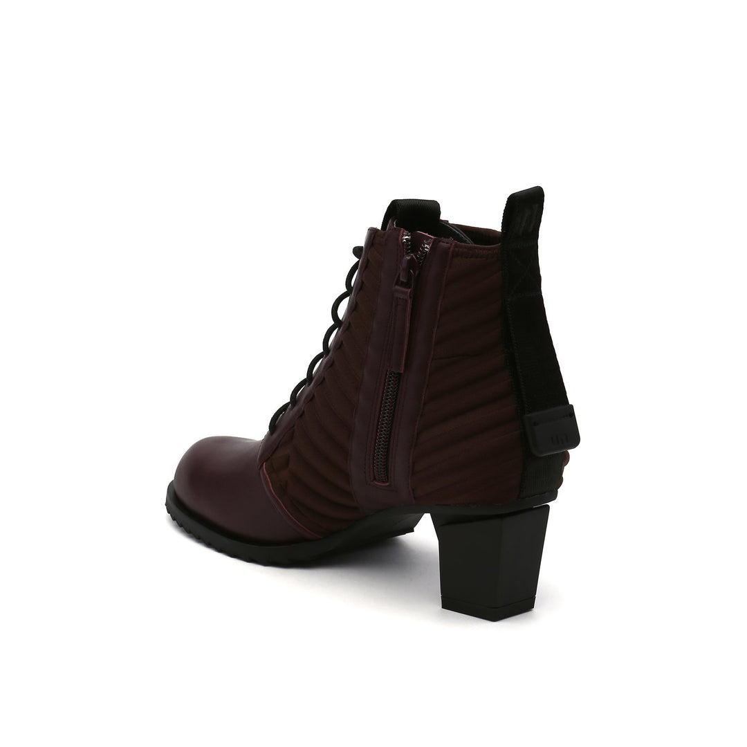 lev lace bootie bordeaux angle in view