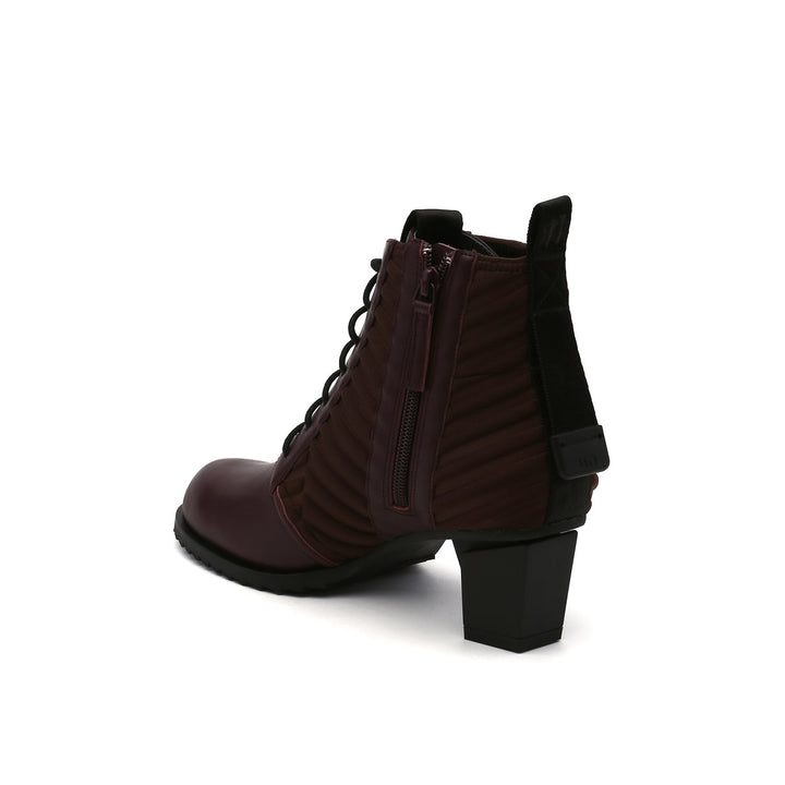 lev lace bootie bordeaux angle in view