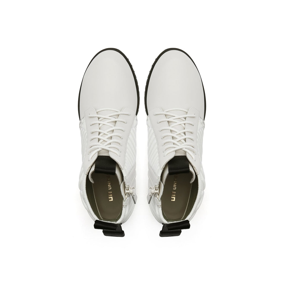 lev lace bootie white top view