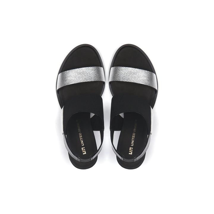 mid rise slingback black + silver top view