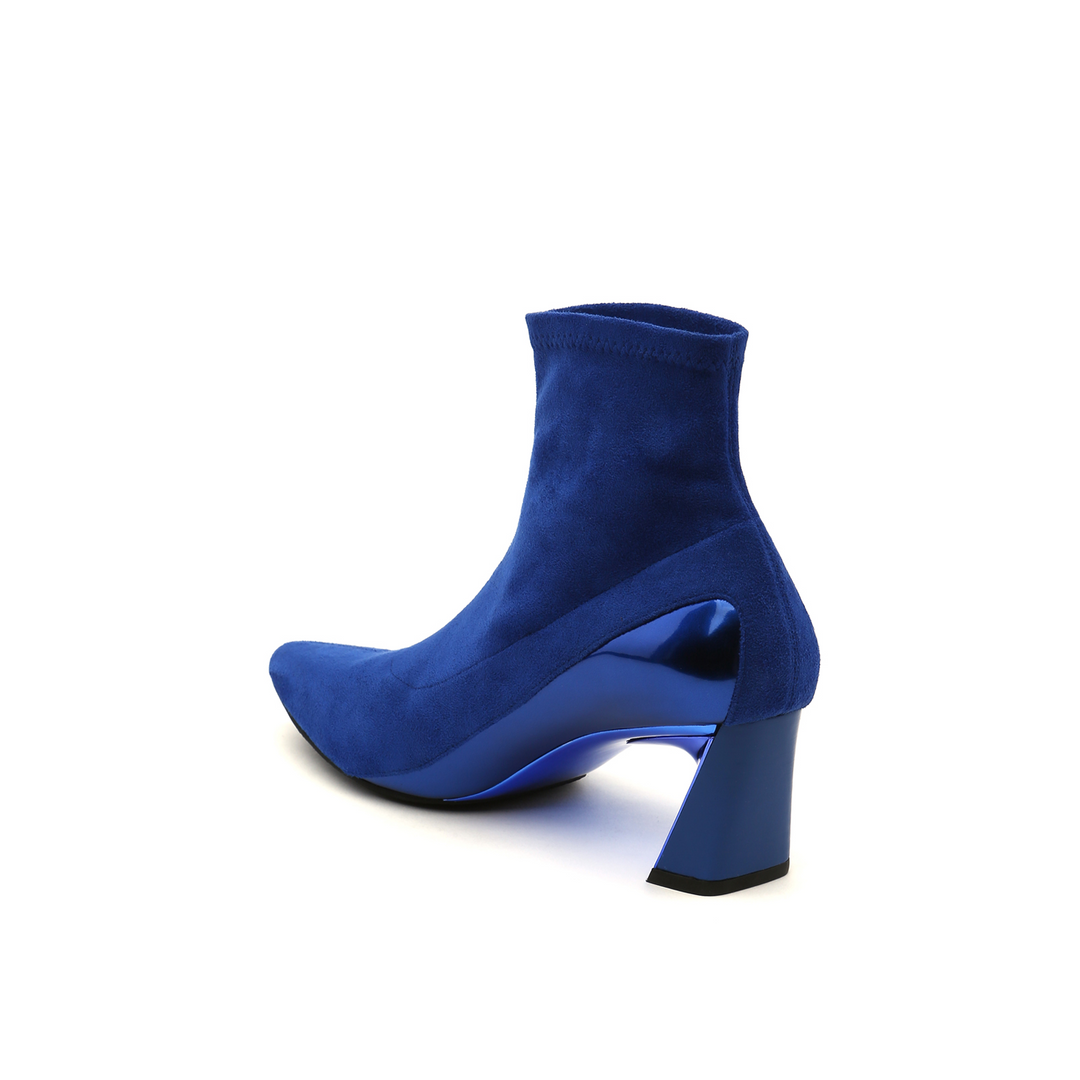 molten flow ankle boot mid cobalt blue angle in view