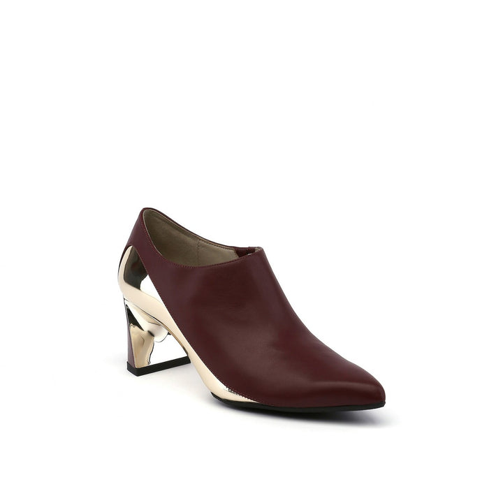molten flow bootie mid burgundy angle out view