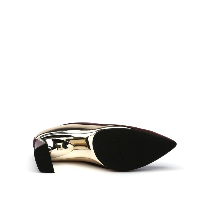 molten flow bootie mid burgundy bottom view