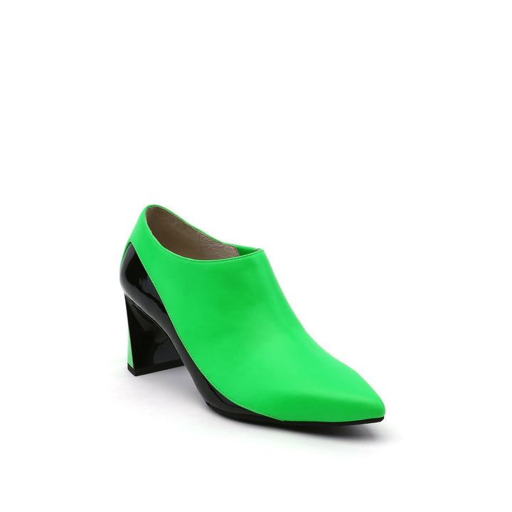 molten flow bootie mid neon green angle out view