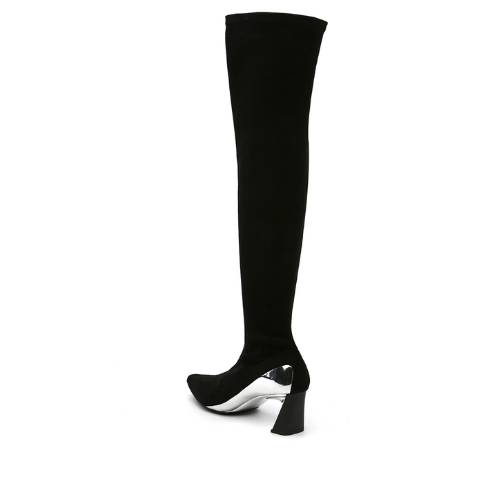 molten flow thigh boot mid black angle in view