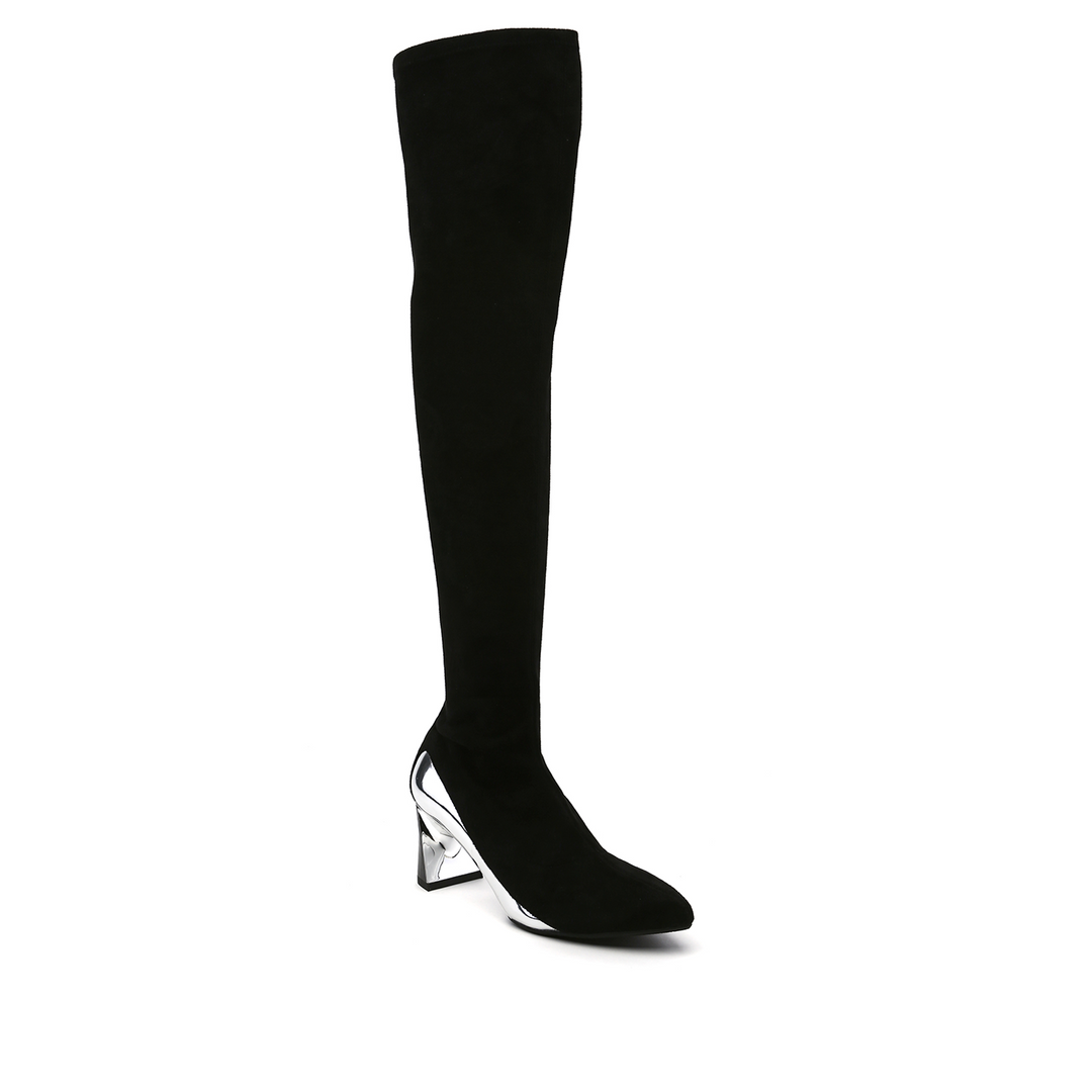molten flow thigh boot mid black angle out view