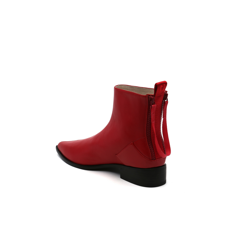 pure bootie deep red angle in view