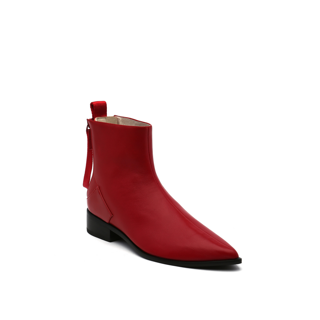 pure bootie deep red angle out view