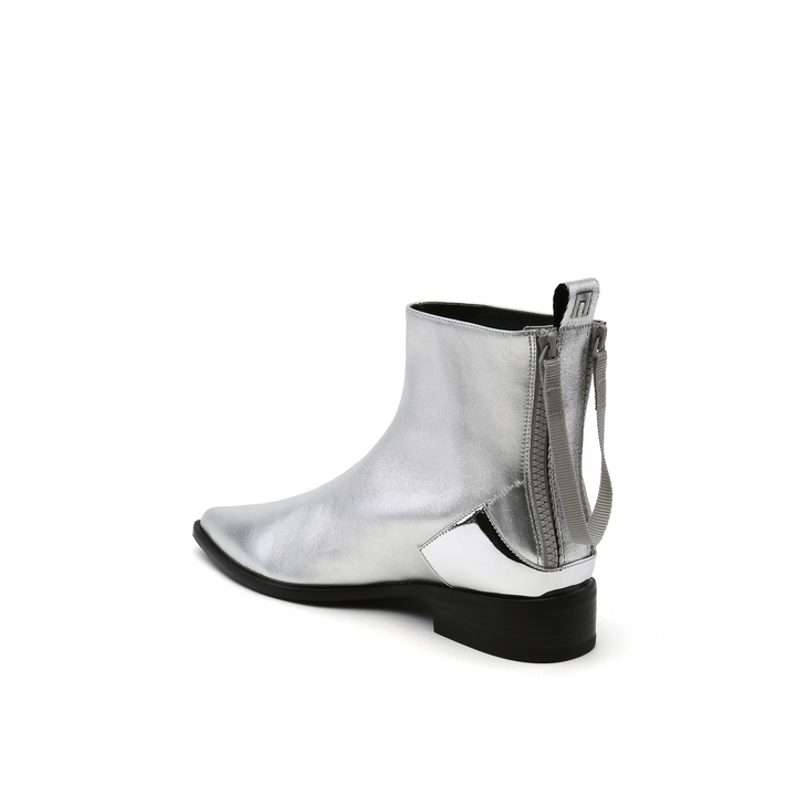 pure bootie silver angle in view