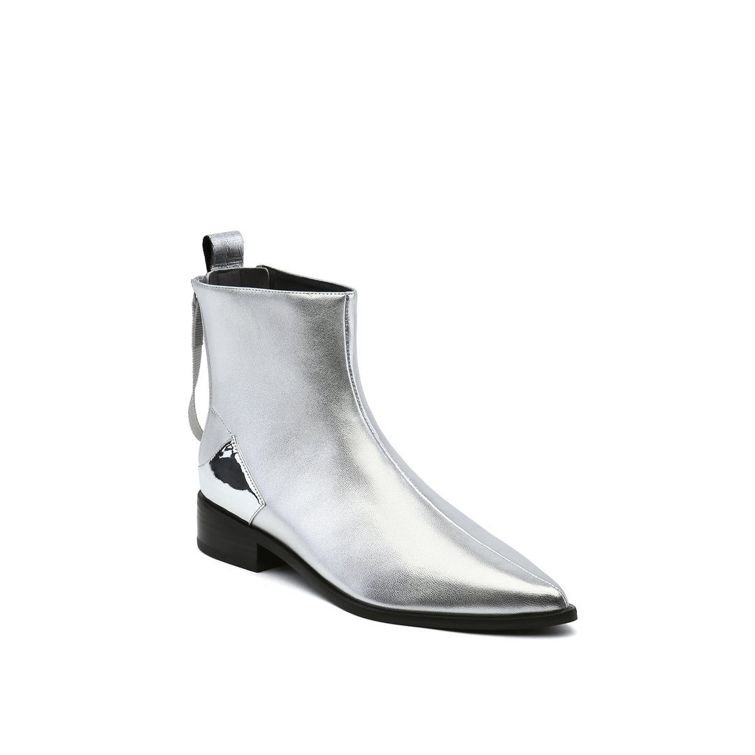 pure bootie silver angle out view