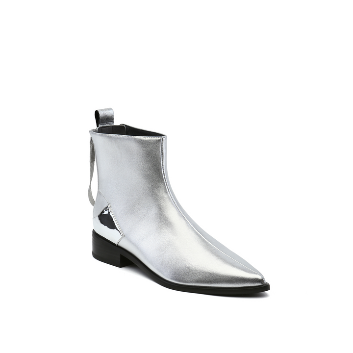 pure bootie silver angle out view