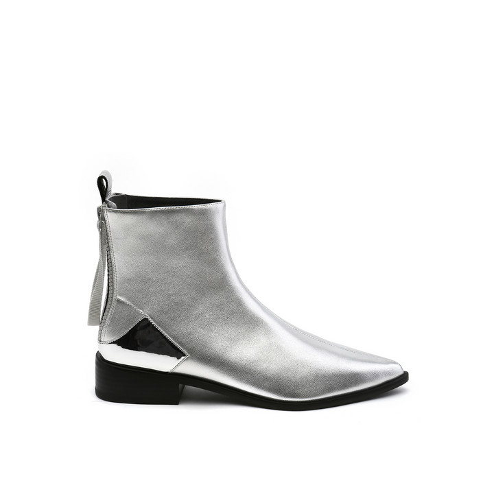 pure bootie silver out view