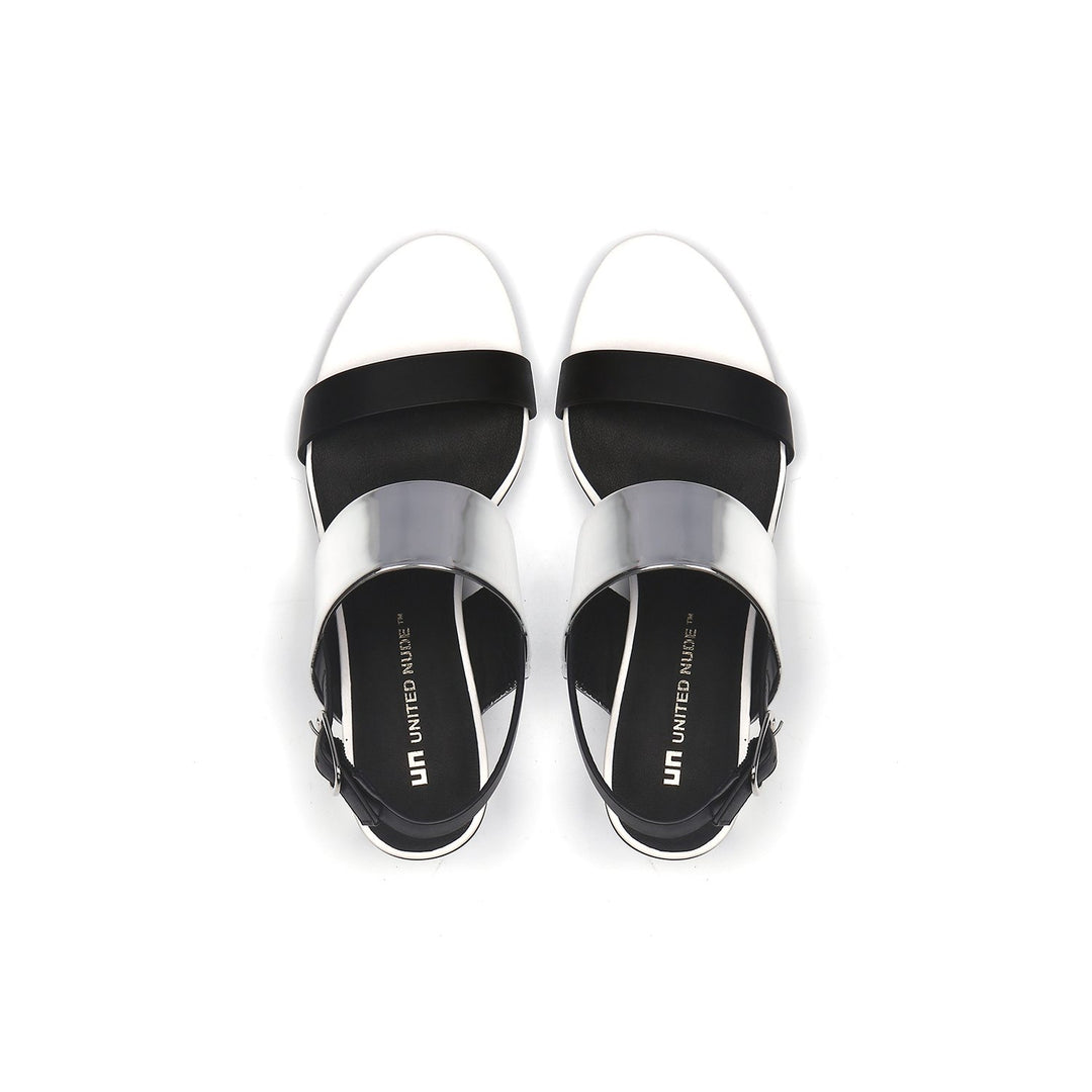solid slingback mid black + silver top view