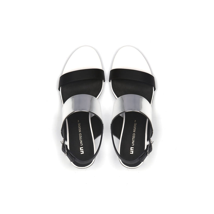 solid slingback mid black + silver top view