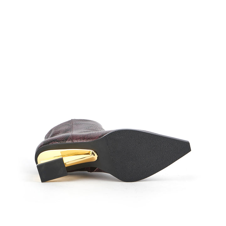 un bootie mid dark cherry bottom view